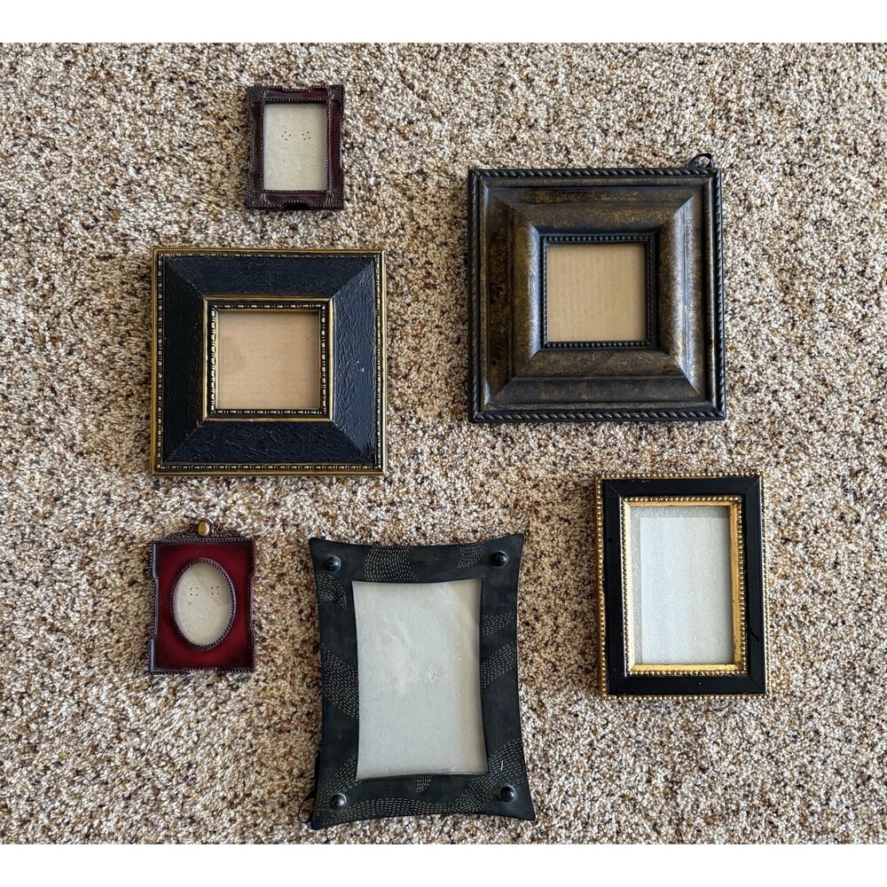 Vintage Gallery Wall Art Frame Collection - Set of 6 -  Various Sizes Black Gold